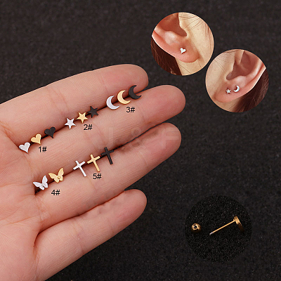 316L Surgical Stainless Steel Heart Cartilage Earrings WG4488A-09-1