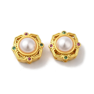 Rack Plating Hollow Brass Cubic Zirconia Beads KK-K381-16B-MG-1