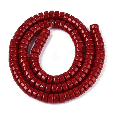 Opaque Solid Color Glass Beads Strands GLAA-N026-3x6mm-06-1