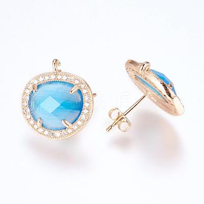Brass Micro Pave Cubic Zirconia Stud Earring Findings ZIRC-G116-27-A01-1