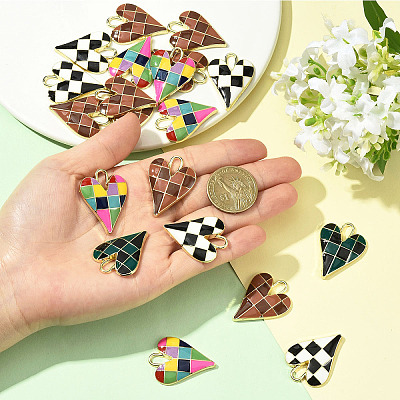10Pcs Rack Plating Alloy Enamel Pendants ENAM-YW0008-17-1