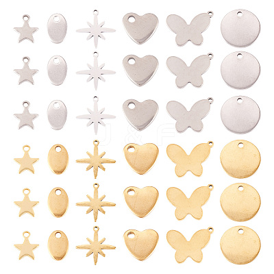36Pcs 12 Style 304 Stainless Steel Charms STAS-TA0002-86-1
