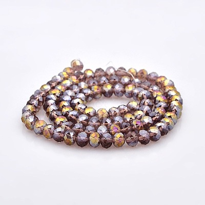 Half Rainbow Plated Faceted Rondelle Electroplate Glass Beads Strands GLAA-A024D-HR06-1
