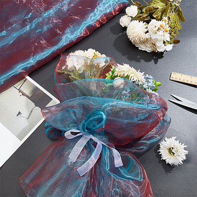 Two Tone Polyester Organza Fabric AJEW-WH0314-302B-1