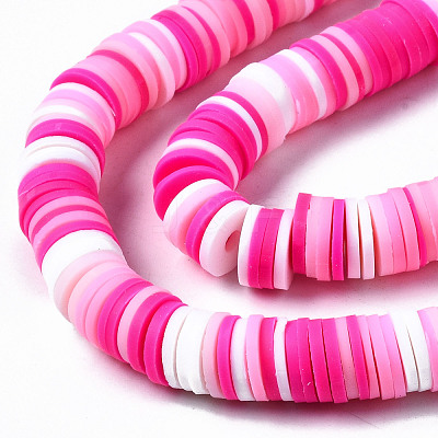Handmade Polymer Clay Beads Strands CLAY-R089-8mm-093-1