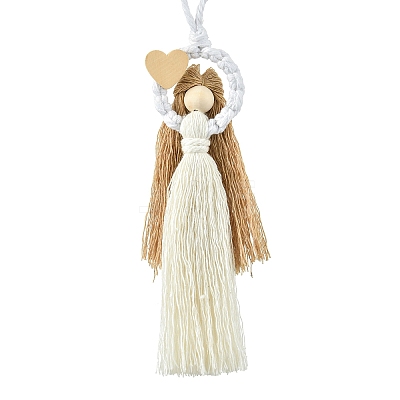 3Pcs 3 Colors Handmade Macrame Cotton Angel Hanging Ornaments HJEW-JM02711-1