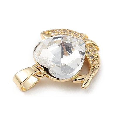 Real 18K Gold Plated Rack Plating Brass Micro Pave Cubic Zirconia Pendants KK-C015-28G-16-1
