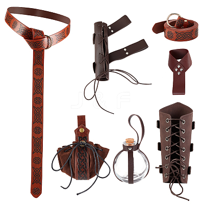 PU Leather Cord Bracelet & Chain Belt AJEW-OC0004-77A-1