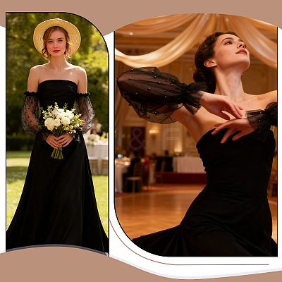Polyester Detachable Mesh Puff Sleeves AJEW-WH0485-43C-1