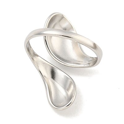 Non-Tarnish Teardrop 304 Stainless Steel Open Cuff Finger Rings for Women X-RJEW-P114-03P-1