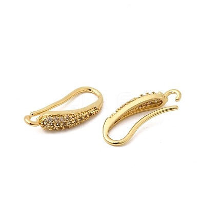 Brass Micro Pave Clear Cubic Zirconia Earring Hooks KK-Z154-12G-1