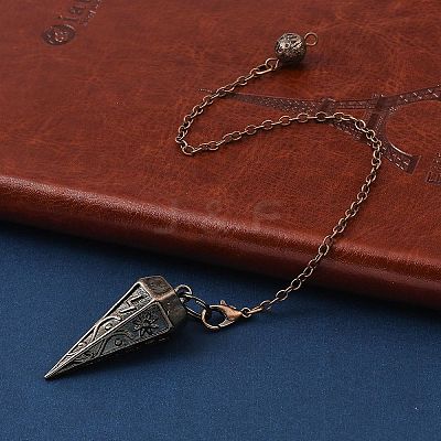 Rack Plating Brass Cone Dowsing Pendulum Pendants AJEW-G064-01-1