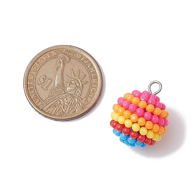 Rainbow Color Resin Waxberry Pendants PALLOY-JF02777-1