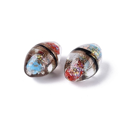 Two Tone Color Handmade Foil Glass Beads FOIL-Q001-01D-1