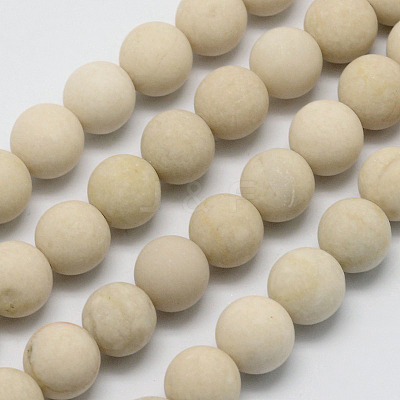 Natural Fossil Beads Strands X-G-D694-6mm-1