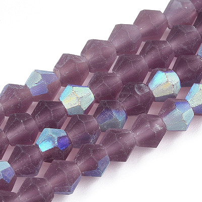 Imitate Austrian Crystal Bicone Frosted Glass Beads Strands LS-EGLA-A039-T3mm-MB04-1