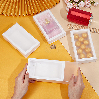Cardboard Drawer Gift Storage Boxes with Clear Cover CON-WH0092-72C-01-1