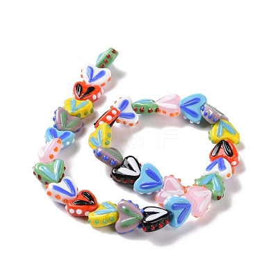 Heart Handmade Lampwork Beads Strands LAMP-G150-01B-1