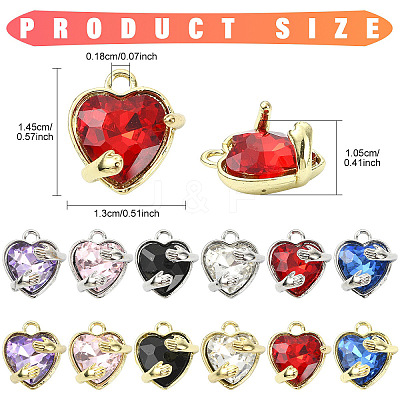 12Pcs 6 Colors Alloy Glass Charms FIND-YW0011-33G-1