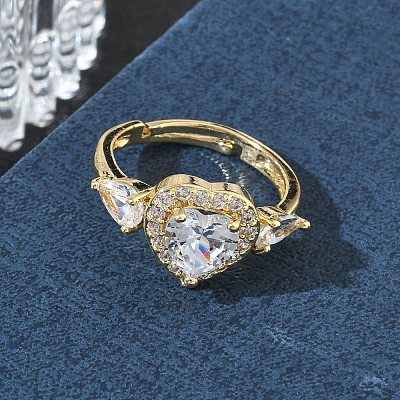 Brass & Cubic Zirconia Finger Rings CU-CBA7E55-15G-1
