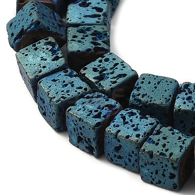 Electroplated Natural Lava Rock Beads Strands G-Q1009-B01-01-1