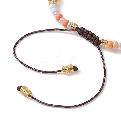 Natural Mixed Gemstone & Glass Seed Braided Bead Bracelet BJEW-JB09530-1