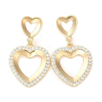 Brass Micro Pave Cubic Zirconia Stud Earring Finding KK-C028-08G-1