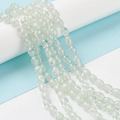 Transparent Crackle Glass Beads Strands DGLA-S085-6x8-01-1