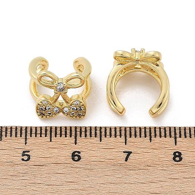 Brass Micro Pave Clear Cubic Zirconia Cuff Earrings EJEW-Q045-02G-1