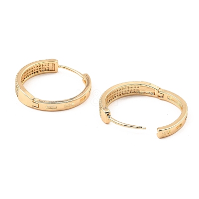 Brass Cubic Zirconia Hoop Earrings EJEW-D078-21KCG-1