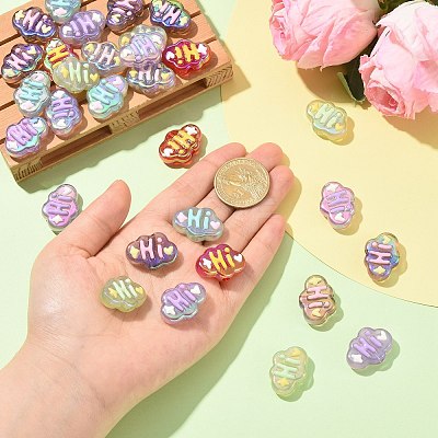 UV Plating Transparent Acrylic Beads OACR-CJZ0001-04-1