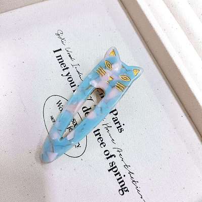 Cat Shape Cellulose Acetate(Resin) Alligator Hair Clips PW-WGA8C03-02-1