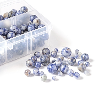 340Pcs 4 Sizes Natural Blue Spot Jasper Beads G-LS0001-17-1