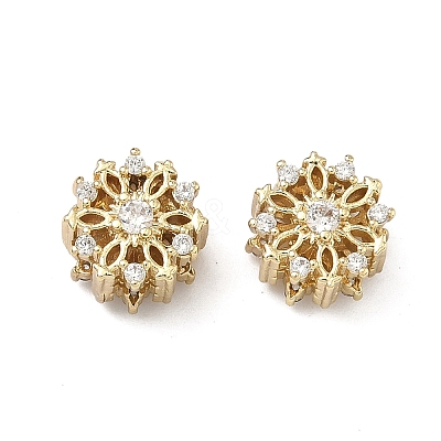 Brass Clear Cubic Zirconia Beads KK-D228-27G-1