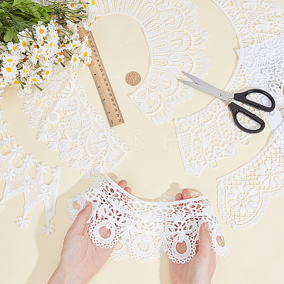 6Pcs 6 Styles Polyester Embroidery Lace Collar AJEW-CY0002-84-1