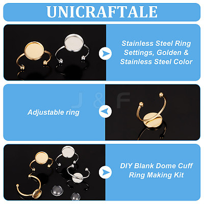 DIY Blank Dome Cuff Ring Making Kit DIY-UN0005-18-1