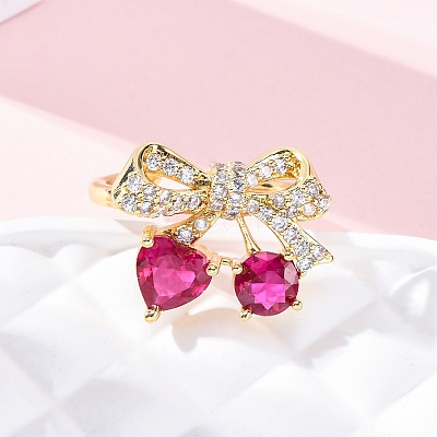 Brass Micro Pave Cubic Zirconia Cuff Rings for Women RJEW-A062-01G-1
