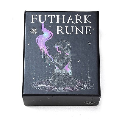 25Pcs Handmade Lampwork Futhark Rune Stones Set with Beginner Guidebook AJEW-P131-09-1
