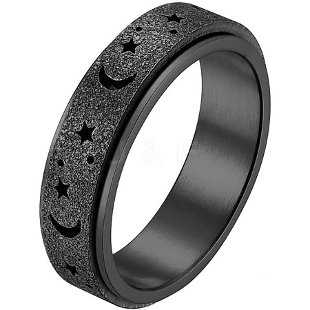 Stainless Steel Moon and Star Rotatable Finger Ring MOST-PW0001-005F-02-1