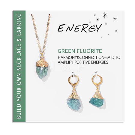 Nuggets Natural Fluorite Pendant Necklaces & Earrings Sets for Women WG0BEC3-07-1