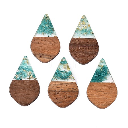 Transparent Resin and Walnut Wood Pendants RESI-T057-06I-1