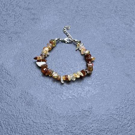 Natural Red Agate Chip Beaded Bracelets for Women IW6789-52-1