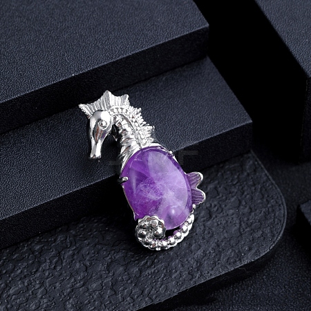 Natural Amethyst Sea Animal Pendants PW-WG09180-03-1