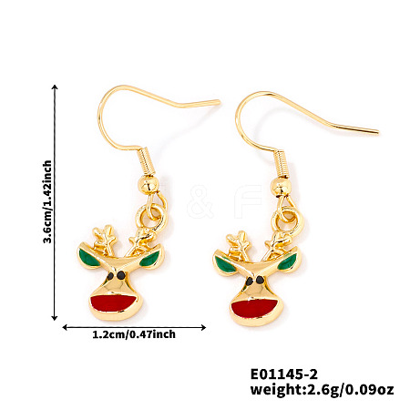 Christmas Theme Brass Dangle Earrings IP2522-2-1