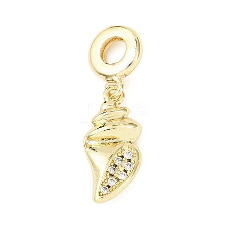 Brass Micro Pave Clear Cubic Zirconia Sea Animal European Dangle Charms KK-B159-04G-04-1