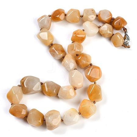 Natural Topaz Jade Nuggets Beaded Necklaces for Women Men NJEW-K388-01I-1