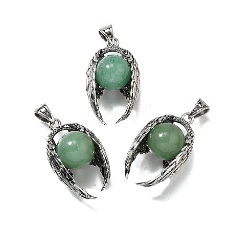 Natural Green Aventurine Round Pendants G-K339-03AS-12-1