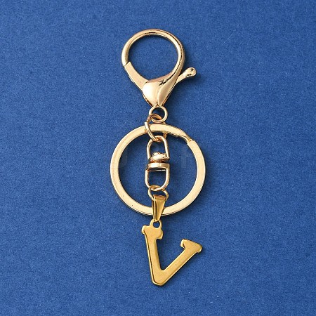 304 Stainless Steel Initial Letter Charm Keychains KEYC-YW00005-22-1