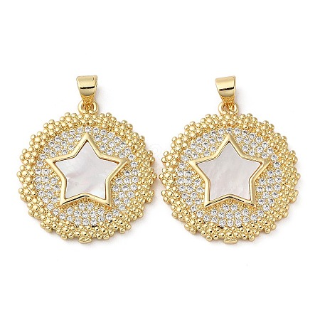 Brass Micro Pave Cubic Zirconia Pendants KK-D057-05G-1