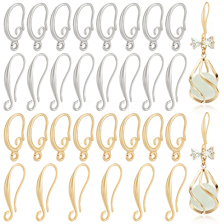 BENECREAT 16 Pairs 4 Style Brass Earring Hooks Sets KK-BC0011-26-1